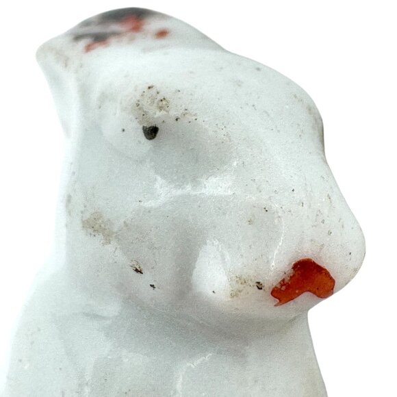 Vintage 1.5" Porcelain Bunny Rabbit Figurine Made In Japan White Brown Speckled - Picture 6 of 9